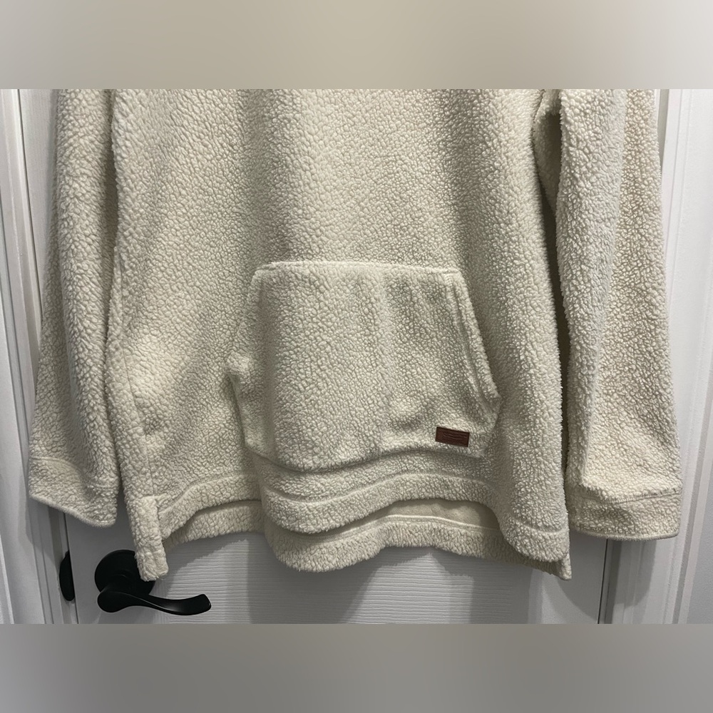 L.L. Bean Women’s Sherpa Fleece Pullover Jacket Sweater Off White Large - Picture 2 of 9